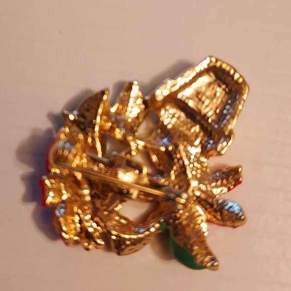 Avon Poinsettia Pot Small Christmas Brooch - Picture 5 of 6